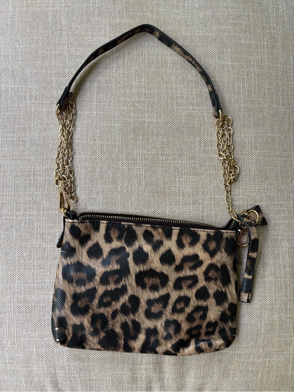 Charming Charlie Leopard Print Crossbody Bag with Gold Chain